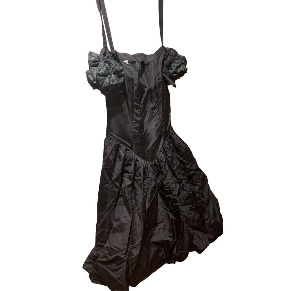VINTAGE Bill Berman California Styled Jodi Schwartz DRESS Sz 7 Poofy BLACK 80s